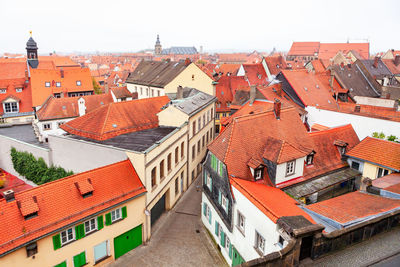 Bamberg old town view from above . aerial view of bamberg town in bavaria germany