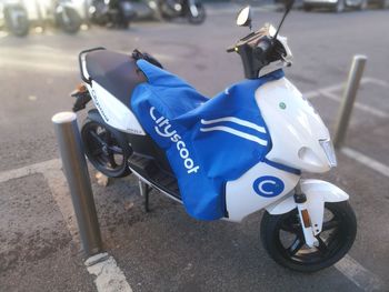 High angle view of motor scooter on street