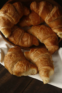 High angle view of breakfast on table