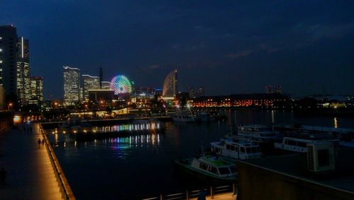 Illuminated cityscape at night