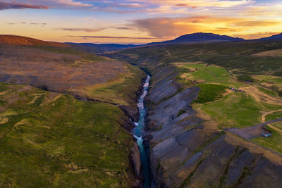 Scenic view of landscape against sky during sunset