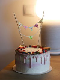 Close-up of cake on table