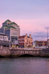 Old ulster bank office in dublin during sunset