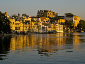 Reflection of buildings in river