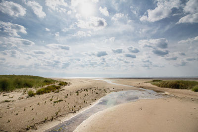 Scenic view of beach against sky