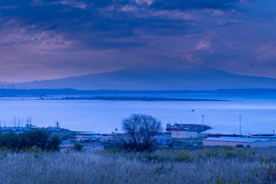 Scenic view of sea against sky at sunset