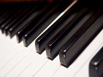 High angle view of piano keys
