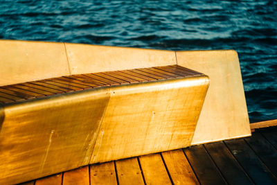 High angle view of swimming pool by sea