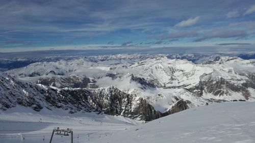 Scenic view of landscape against sky during winter