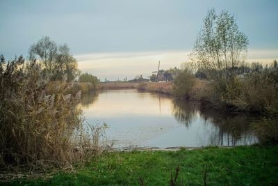 Scenic view of lake against sky