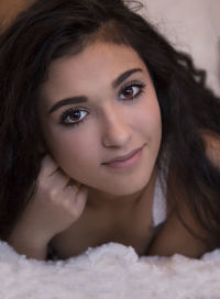 Close-up portrait of a beautiful young woman