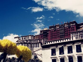 Low angle view of buildings against sky