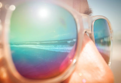 Close-up of reflection on glass