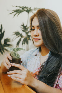 Young woman looking at camera