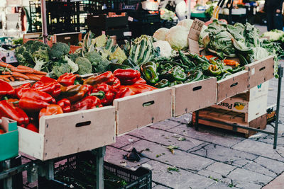 Vegetables for sale at market stall