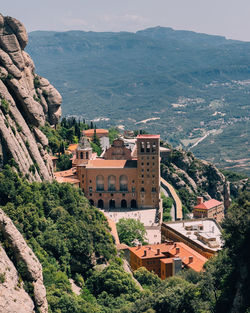 High angle view of buildings in town