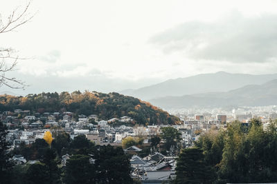 High angle view of townscape against sky