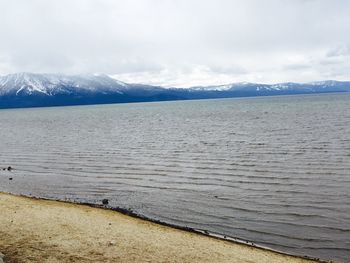 Scenic view of mountains against cloudy sky