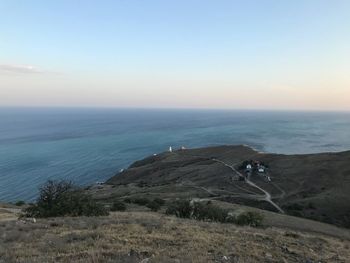 Scenic view of sea against clear sky