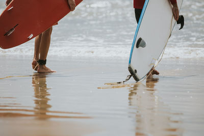 Low section of men on beach