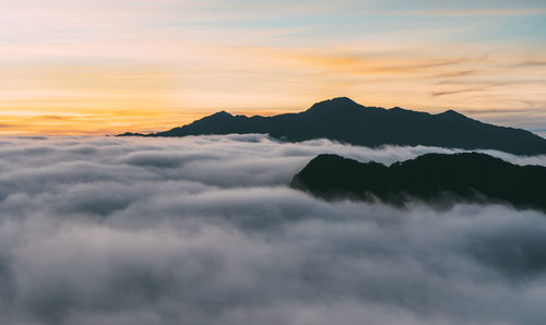 Scenic view of cloudscape against sky during sunset