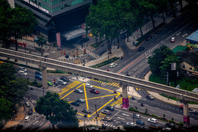 High angle view of city street