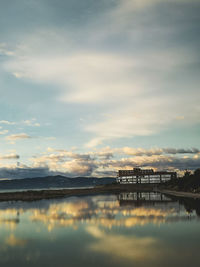 Scenic view of sea against sky at sunset