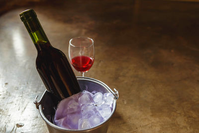 Close-up of wine glass on table