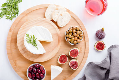 High angle view of breakfast on table