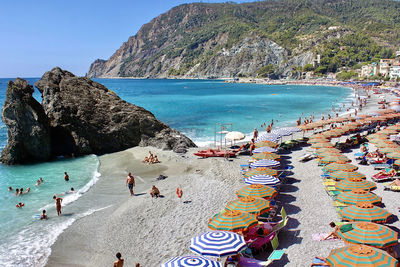 High angle view of people on beach