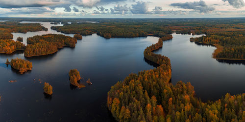 High angle view of lake against sky