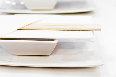 Close-up of dessert in plate on table