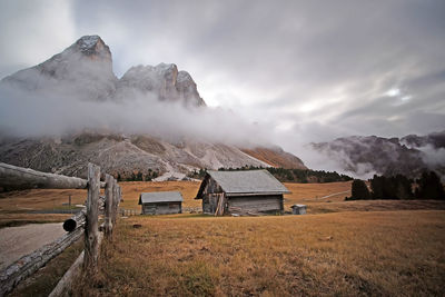 House on field against sky