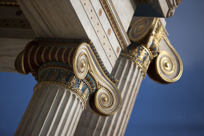 Tilt shift view of architectural columns against sky