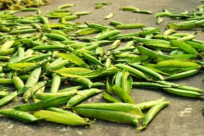 Close-up of green pea pods