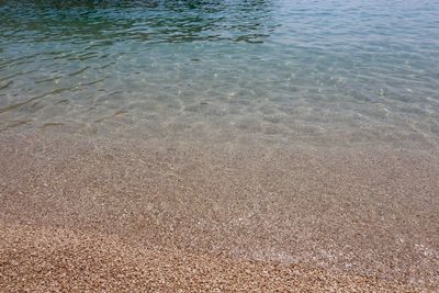 High angle view of sand on beach