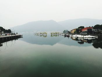 Scenic view of lake against clear sky