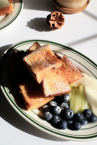 Close-up of dessert in plate on table