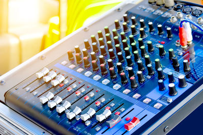 Close-up of sound mixer