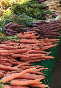 Close-up of various vegetables for sale in market