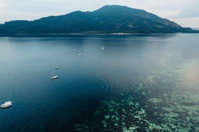 High angle view of calm lake