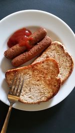 Close-up of breakfast in plate