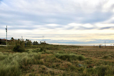 Scenic view of land against sky