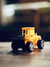 Close-up of toy car on table