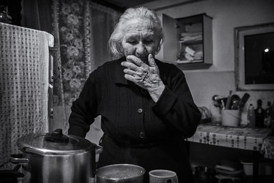 Man having food at home