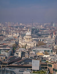 High angle view of buildings in city