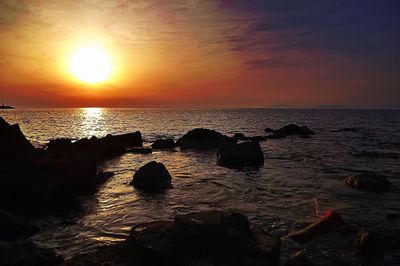 Scenic view of sea at sunset