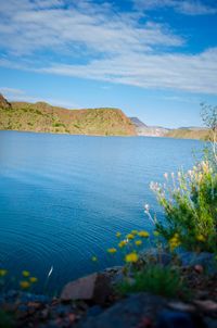 Scenic view of lake against sky