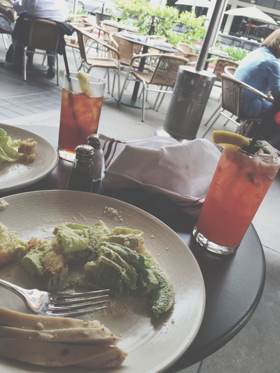 food and drink, table, freshness, food, drink, indoors, healthy eating, drinking glass, still life, refreshment, restaurant, plate, fork, ready-to-eat, serving size, spoon, high angle view, bowl, close-up, meal