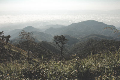 Scenic view of mountains against sky